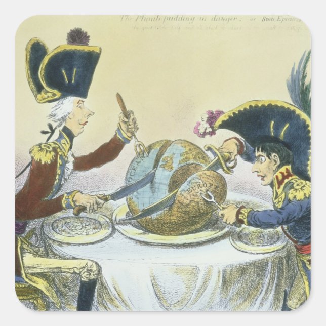 The Plum Pudding in Danger, 1805 Square Sticker (Front)