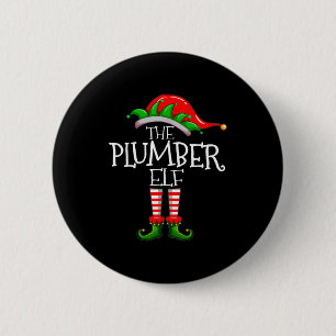 The Plumber Elf Christmas Gift, Plumbing Xmas Paja Button