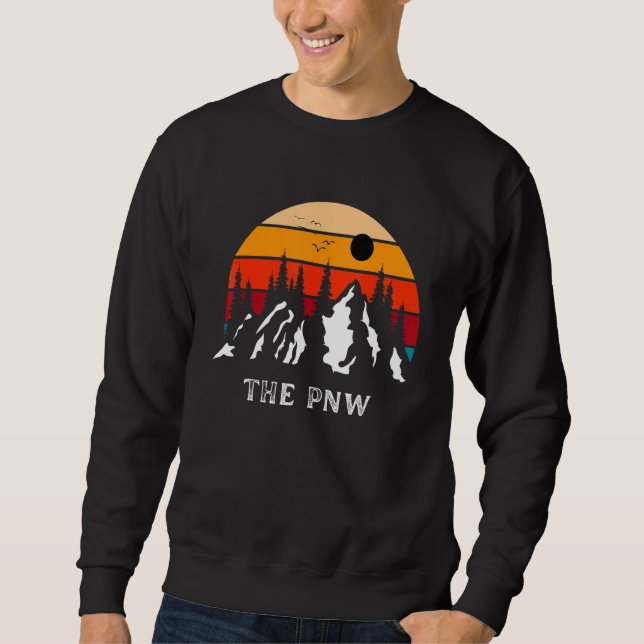 The Pnw Souvenir Retro Sunset Mountains Sweatshirt (Front)