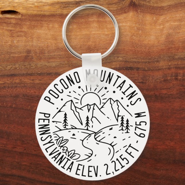 The Poconos Pennsylvania PA Mountain Gift Retro Keychain (Front)
