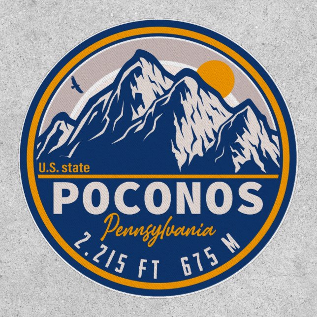 The Poconos Pennsylvania PA Mountain Gift Retro Patch (Front)