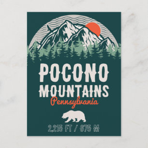 The Poconos Pennsylvania PA Mountain Gift Retro Postcard