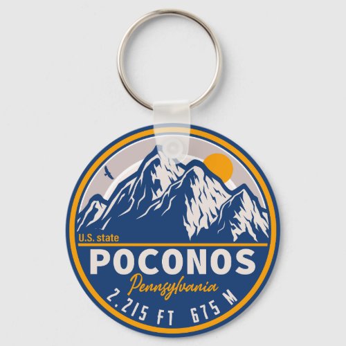 The Poconos Pennsylvania PA Mountain Retro Gift  Keychain