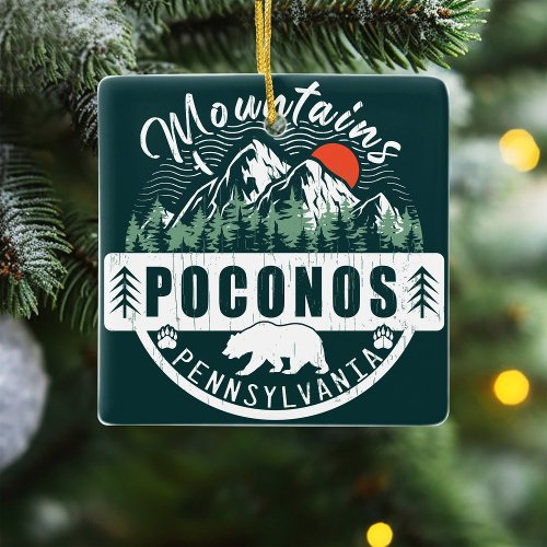 The Poconos Pennsylvania _ Retro Vintage Souvenir Ceramic Ornament