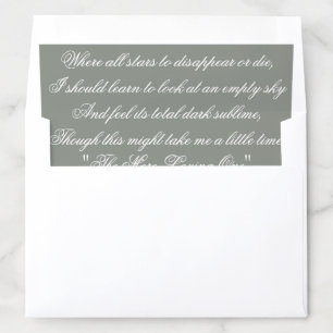 The Poem Sage Green Classic Calligraphy Custom Envelope Liner