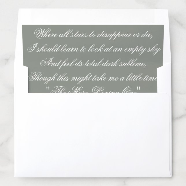 The Poem | Sage Green Classic Calligraphy | Custom Envelope Liner (In Envelope)