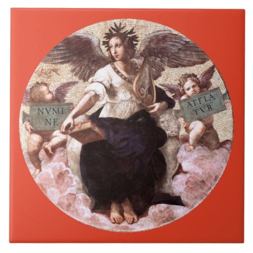 THE POETRY Allegory Fresco by Raffaello SanzioRed Ceramic Tile