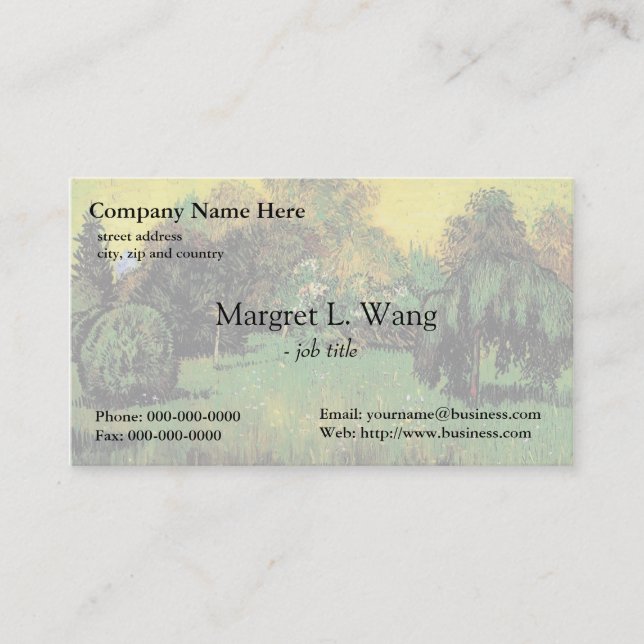 The Poet's Garden by Vincent van Gogh. Business Card (Front)