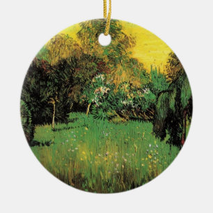 The Poet's Garden by Vincent van Gogh, green peace Ceramic Ornament