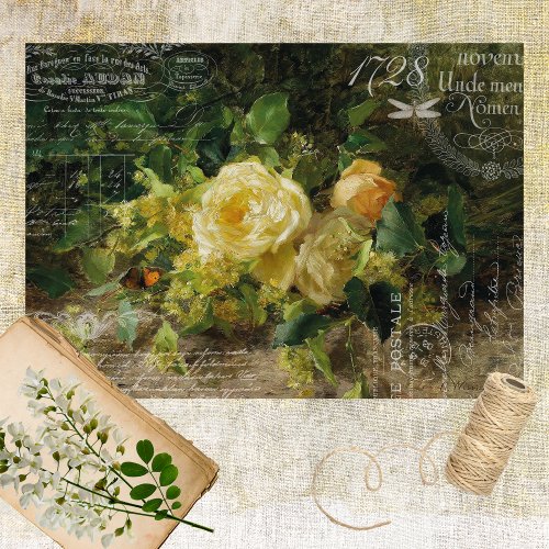 THE POETS ROSE WITH VINTAGE SCRIPT TISSUE PAPER