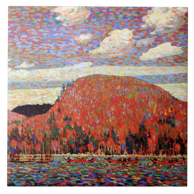 The Pointers, fine art painting by Tom Thomson, Ceramic Tile (Front)