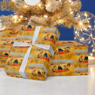 The Poker Game Cowboy Native American China Man Wrapping Paper