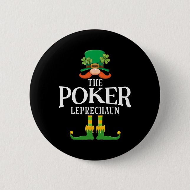 The Poker Leprechaun St Patricks Day Matching  Button (Front)
