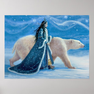The Polar Bear and The Snow Princess 12x16 Poster