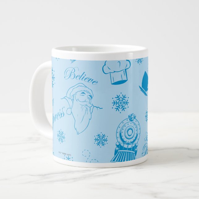 The Polar Express | Blue Holiday Icon Pattern Giant Coffee Mug (Front Left)