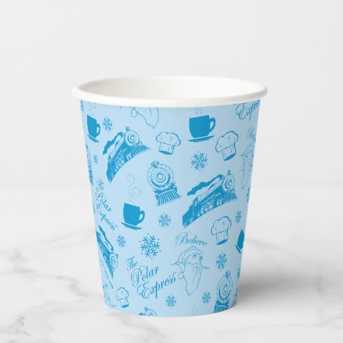 The Polar Express  Blue Holiday Icon Pattern Paper Cups