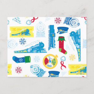 The Polar Express   Christmas Icon Pattern Holiday Postcard