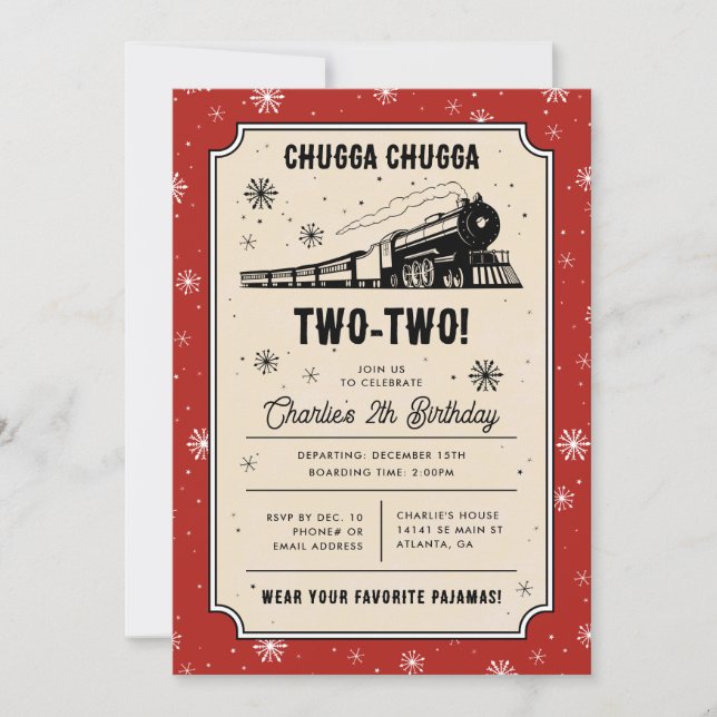 The Polar Express | Chugga Chugga Two-Two Birthday Invitation (Front)
