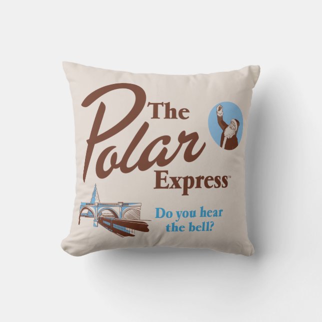 The Polar Express | "Do You Hear The Bell" Retro Throw Pillow (Front)