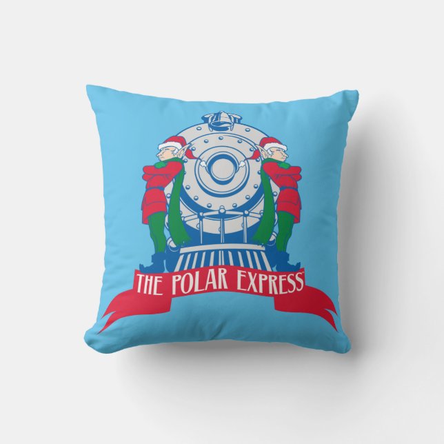 The Polar Express | Elves Standing By Train Throw Pillow (Front)