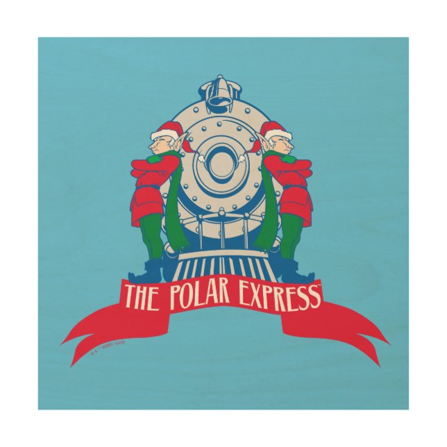 The Polar Express | Elves Standing By Train Wood Wall Art (Front)