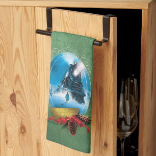 The Polar Express   Holiday Framed Train Arrival Kitchen Towel