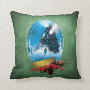 The Polar Express Holiday Framed Train Arrival Throw Pillow
