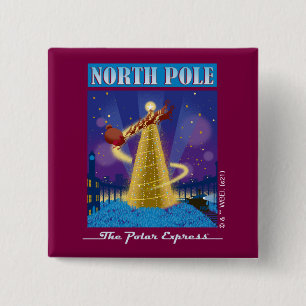 The Polar Express   North Pole Vintage Travel Art Button