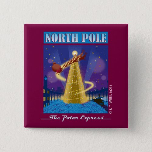 The Polar Express  North Pole Vintage Travel Art Button