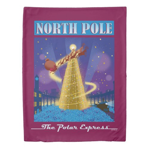 The Polar Express  North Pole Vintage Travel Art Duvet Cover