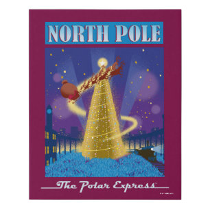 The Polar Express   North Pole Vintage Travel Art Faux Canvas Print
