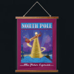 The Polar Express | North Pole Vintage Travel Art Hanging Tapestry<br><div class="desc">Vintage travel style art of the North Pole,  featuring Santa Claus fly his sleigh around a Christmas Tree.</div>