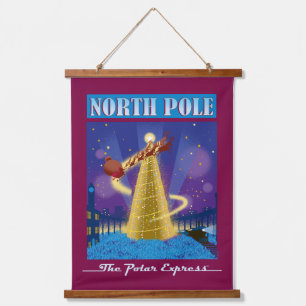 The Polar Express North Pole Vintage Travel Art Hanging Tapestry
