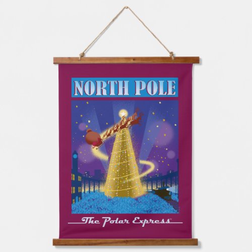 The Polar Express  North Pole Vintage Travel Art Hanging Tapestry