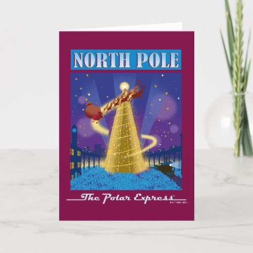 The Polar Express  North Pole Vintage Travel Art Holiday Card