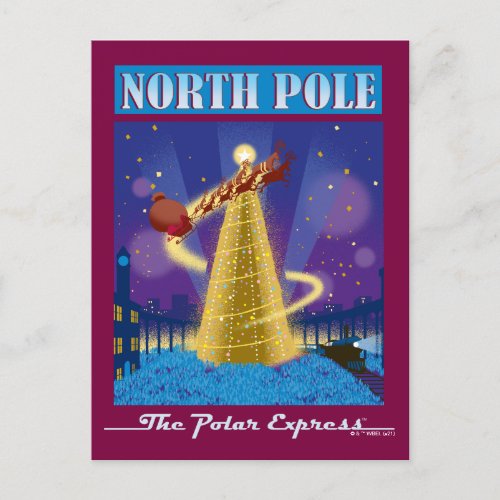 The Polar Express  North Pole Vintage Travel Art Holiday Postcard