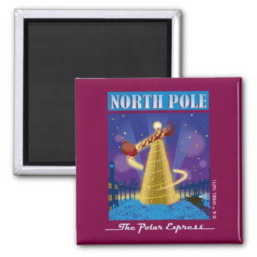 The Polar Express  North Pole Vintage Travel Art Magnet