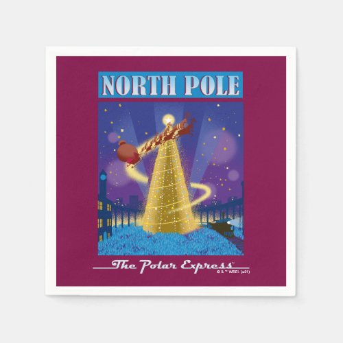 The Polar Express  North Pole Vintage Travel Art Napkins