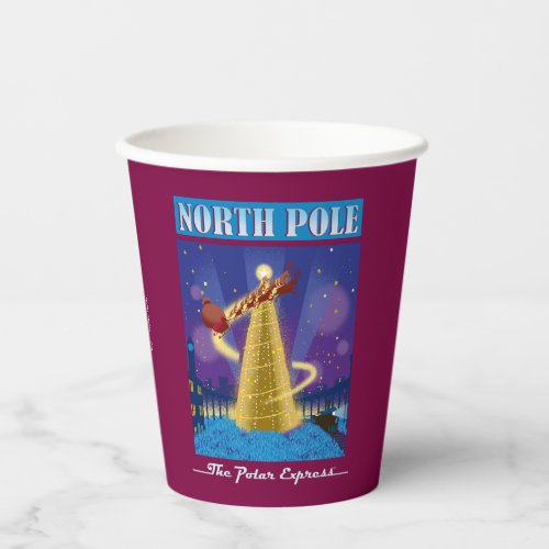 The Polar Express  North Pole Vintage Travel Art Paper Cups