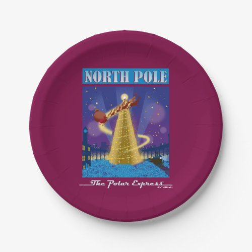 The Polar Express  North Pole Vintage Travel Art Paper Plates