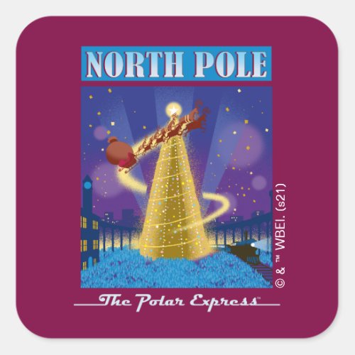 The Polar Express  North Pole Vintage Travel Art Square Sticker