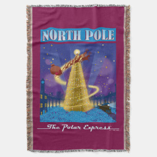 The Polar Express North Pole Vintage Travel Art Throw Blanket