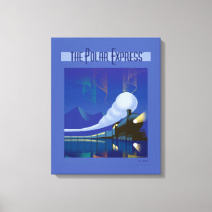 The Polar Express Northern Lights Vintage Travel Canvas Print