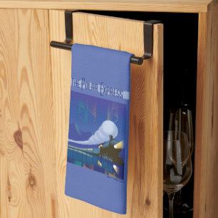 The Polar Express Northern Lights Vintage Travel Kitchen Towel