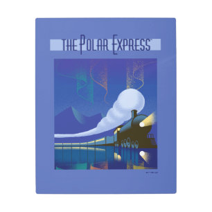 The Polar Express Northern Lights Vintage Travel Metal Print