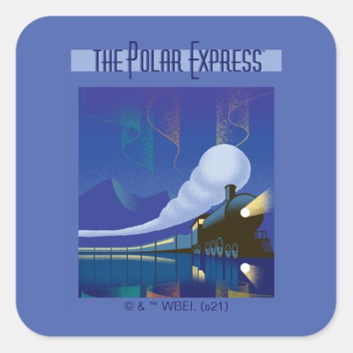 The Polar Express  Northern Lights Vintage Travel Square Sticker