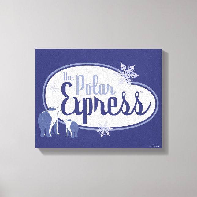 The Polar Express | Polar Bears Retro Graphic Canvas Print (Front)