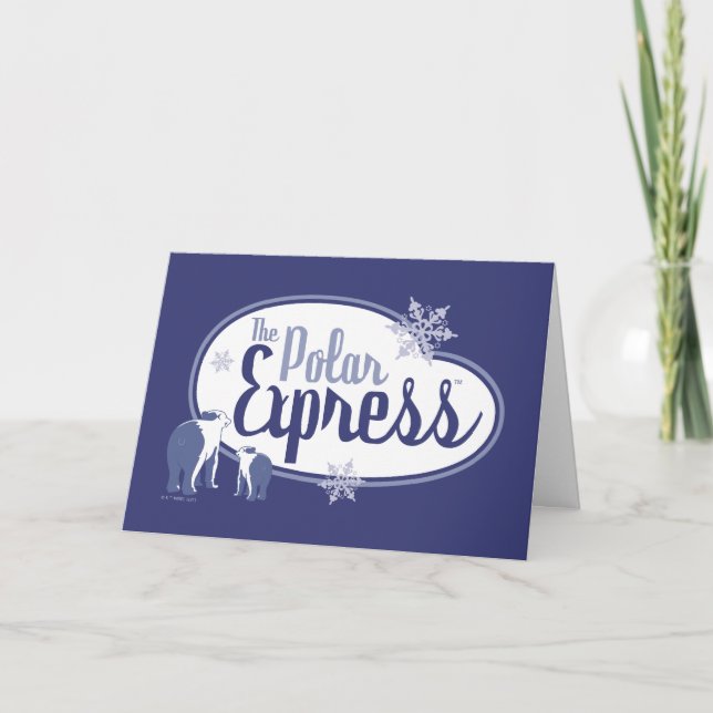 The Polar Express | Polar Bears Retro Graphic Holiday Card (Front)