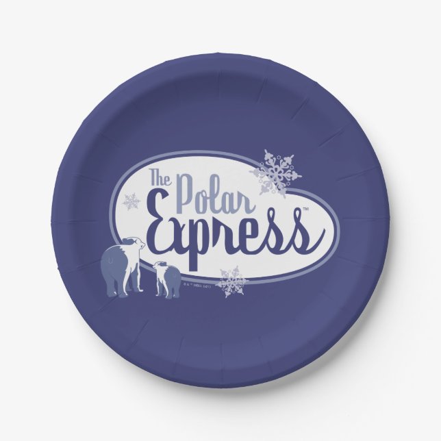 The Polar Express | Polar Bears Retro Graphic Paper Plates (Front)