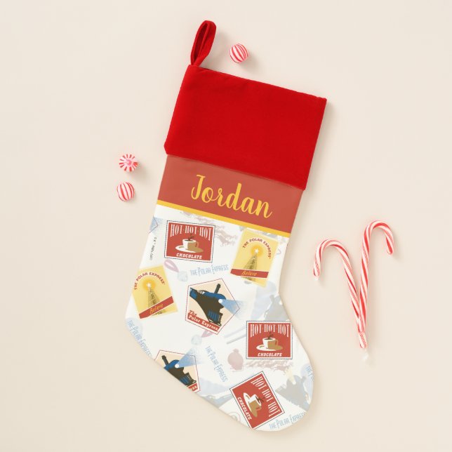 The Polar Express | Retro Sticker Pattern Christmas Stocking (Front)